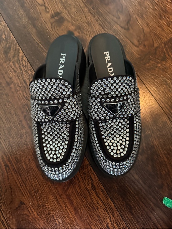 Prada Shoes - Prada Black Crystal Loafers
